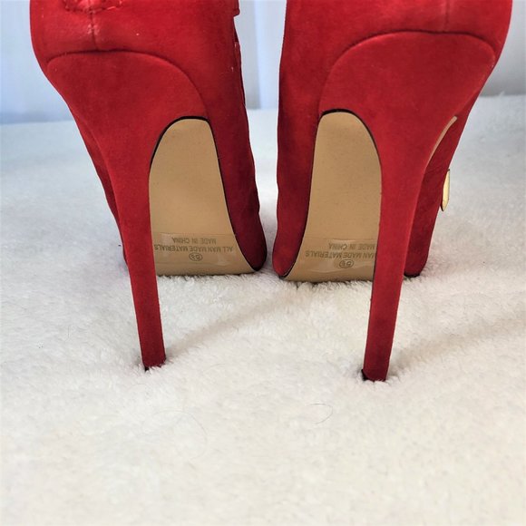 ☆ Alba Red Cage Cut Pointy Toe Lace Up Ankle Boots - Picture 6 of 9